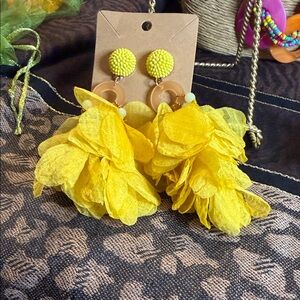 Fashion Jewelry Yellow Floral Tassel Drop Earrings